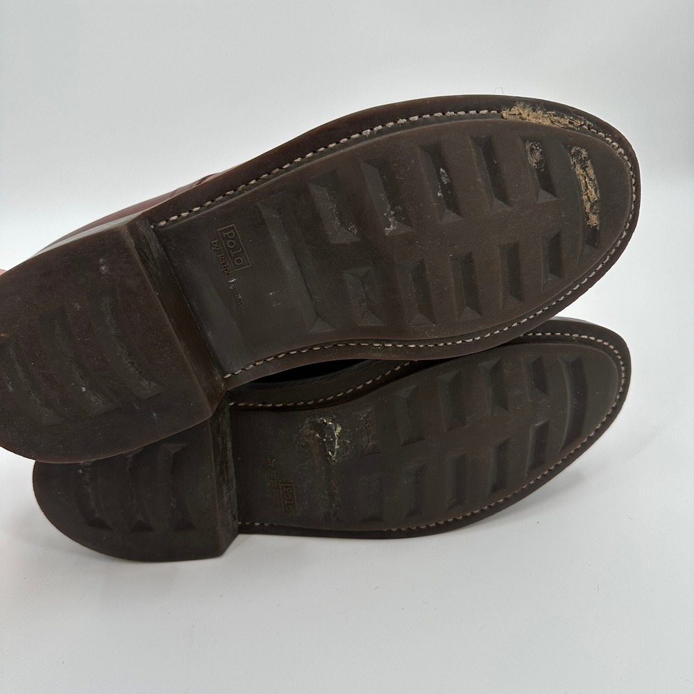 Polo Ralph Lauren Mens Brown Leather Moc Toe Derby Shoes Size 11 D Made in Italy - Picture 6 of 9